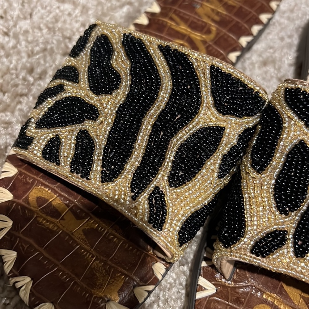 Sam Edelman sandals beautiful zebra beads detail used gently true to size - Picture 16 of 17